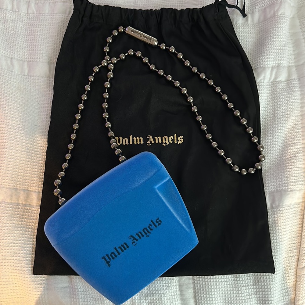 Palm Angels Blue Mini Flocked Padlock Bag